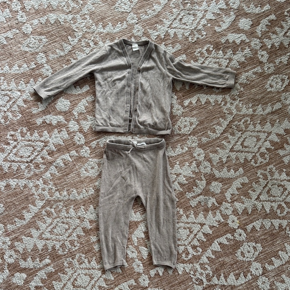 H&M Beige Knit Baby COTTON Sweater set